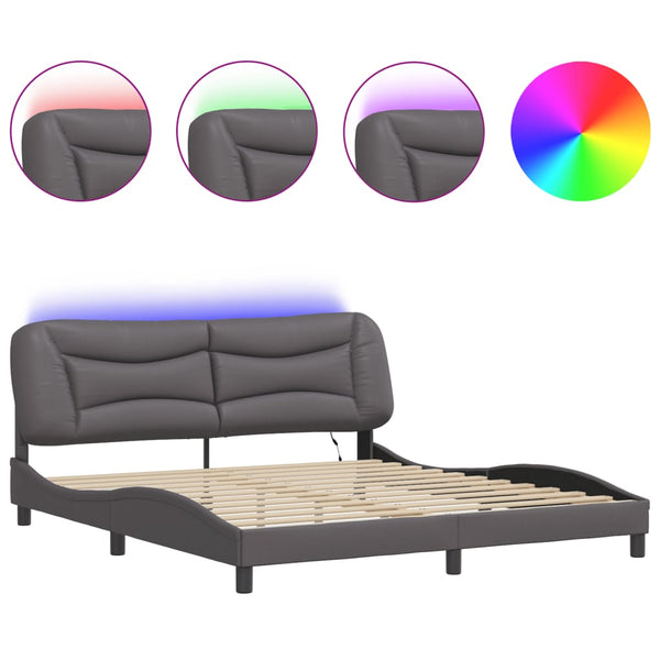 Bettgestell mit LED Grau 180x200 cm