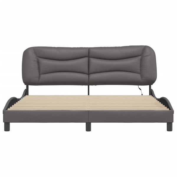 Bettgestell mit LED Grau 180x200 cm