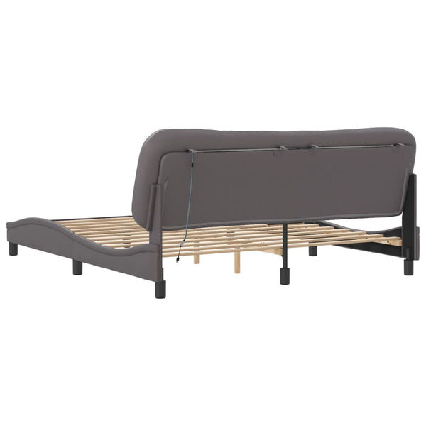 Bettgestell mit LED Grau 180x200 cm