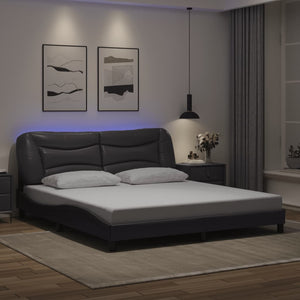 Bettgestell mit LED Grau 180x200 cm