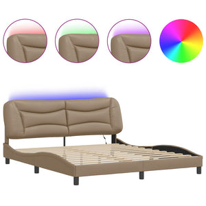 vidaXL Cadre de lit avec LED sans matelas "Hvar" Cappuccino-marron 180x200 cm