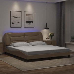 vidaXL Cadre de lit avec LED sans matelas "Hvar" Cappuccino-marron 180x200 cm
