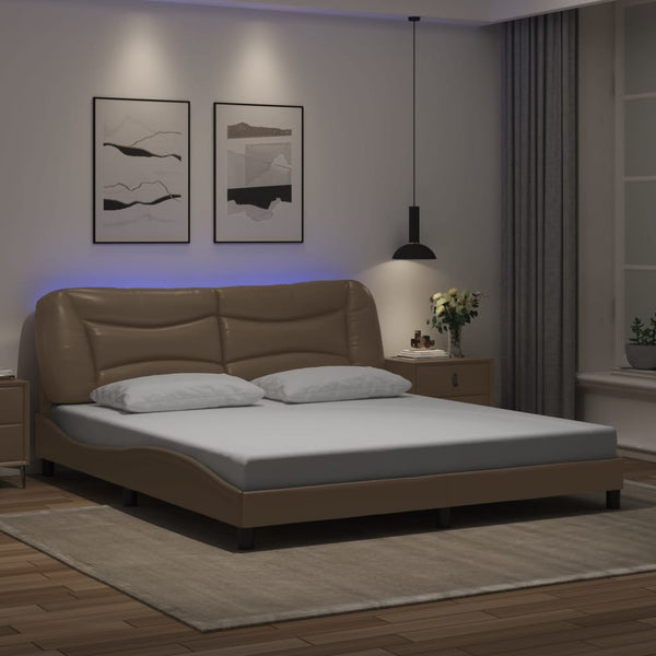 vidaXL Cadre de lit avec LED sans matelas "Hvar" Cappuccino-marron 180x200 cm