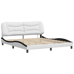 vidaXL Cadre de lit avec LED sans matelas "Hvar" Blanc et noir 180x200 cm