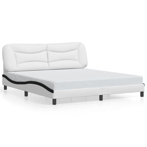 vidaXL Cadre de lit avec LED sans matelas "Hvar" Blanc et noir 180x200 cm