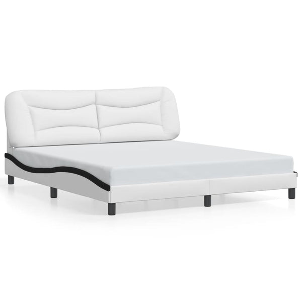 vidaXL Cadre de lit avec LED sans matelas "Hvar" Blanc et noir 180x200 cm