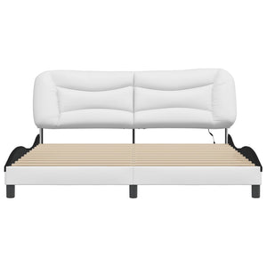vidaXL Cadre de lit avec LED sans matelas "Hvar" Blanc et noir 180x200 cm