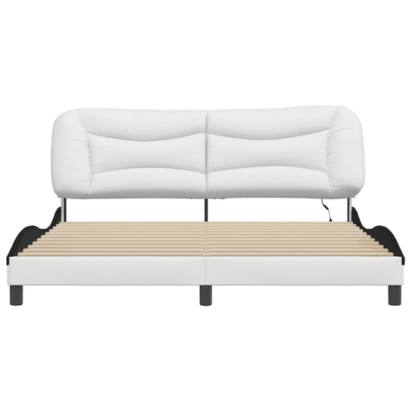 vidaXL Cadre de lit avec LED sans matelas "Hvar" Blanc et noir 180x200 cm