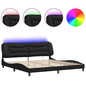 Bettgestell mit LED Schwarz 200x200 cm