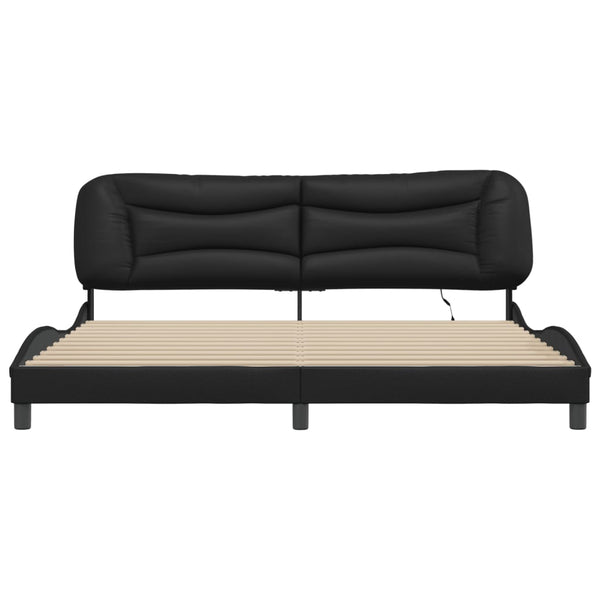 Bettgestell mit LED Schwarz 200x200 cm