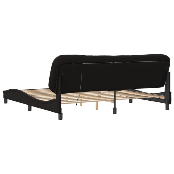Bettgestell mit LED Schwarz 200x200 cm