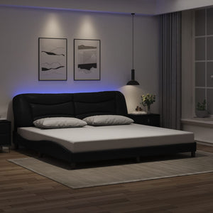 Bettgestell mit LED Schwarz 200x200 cm