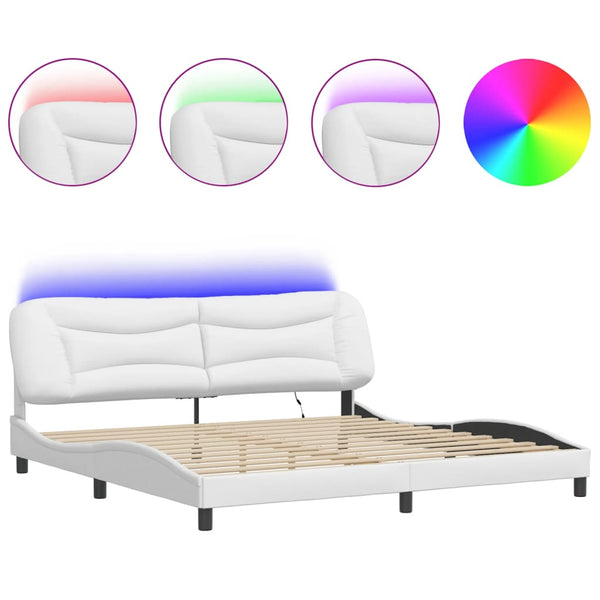vidaXL Cadre de lit Hvar avec LED sans matelas blanc 200x200 cm