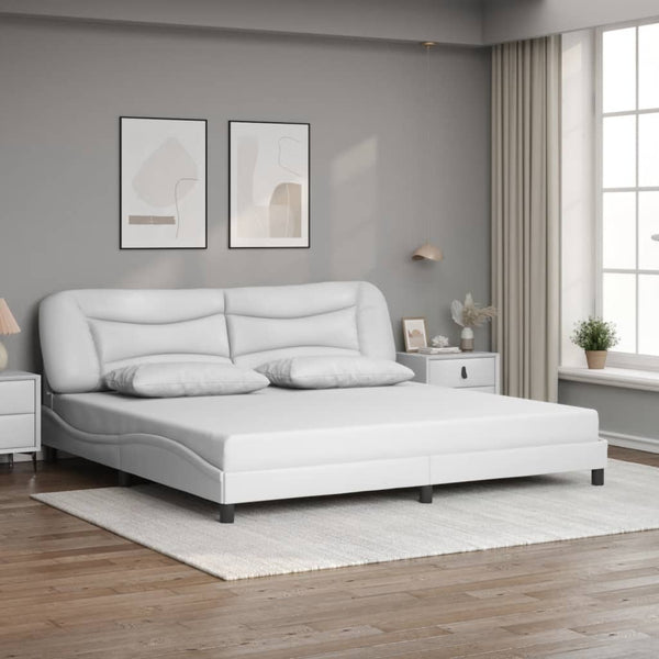 vidaXL Cadre de lit Hvar avec LED sans matelas blanc 200x200 cm