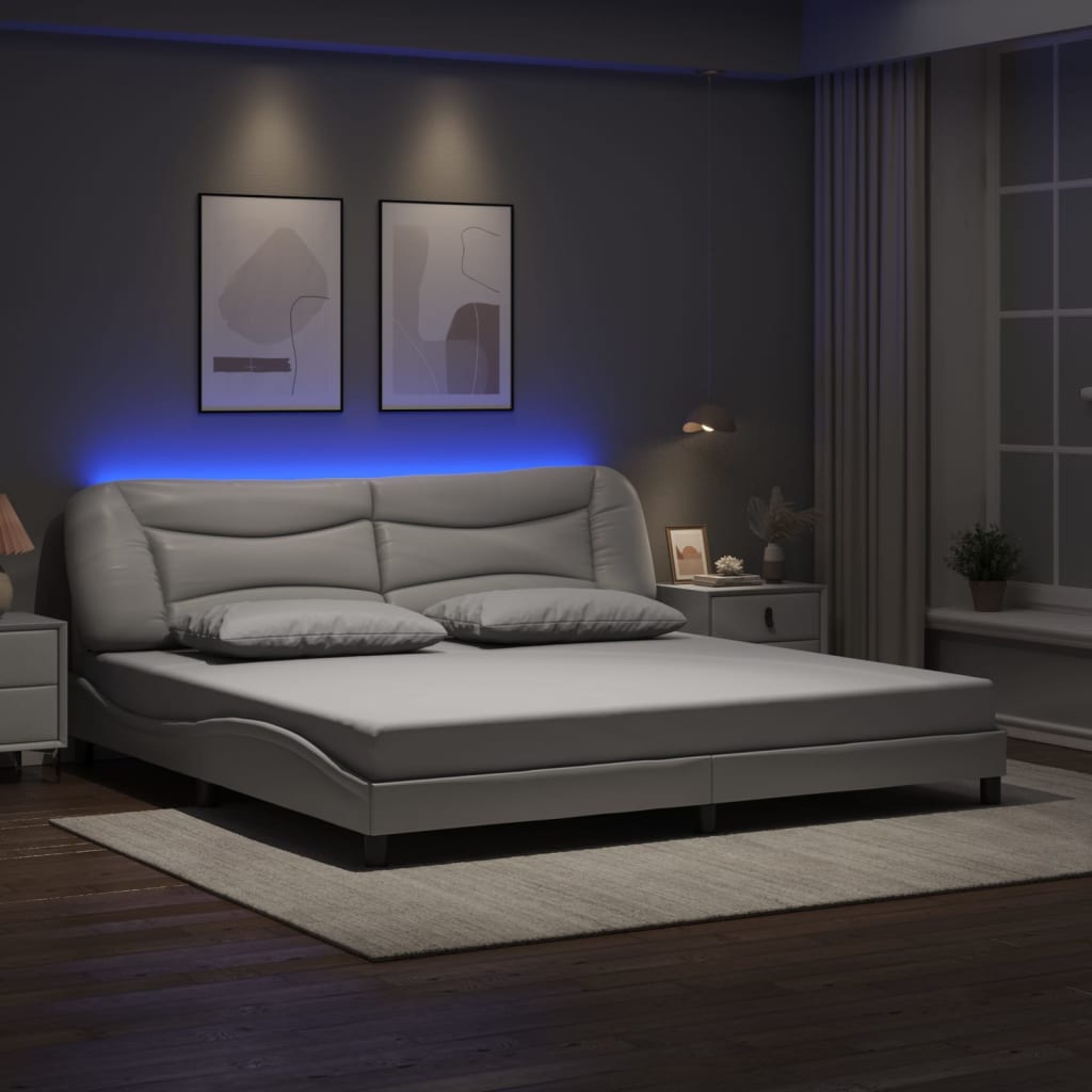 vidaXL Cadre de lit Hvar avec LED sans matelas blanc 200x200 cm