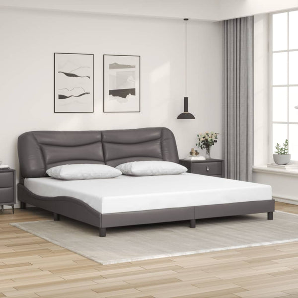 Bettgestell Grau 200x200 cm mit LED