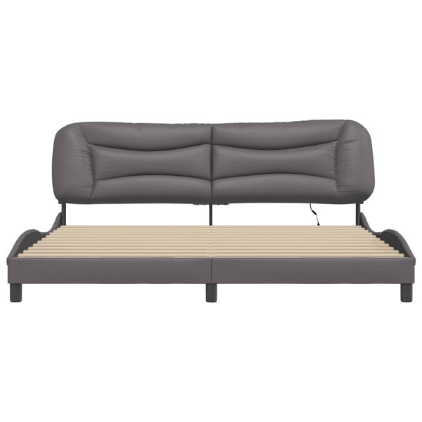 Bettgestell Grau 200x200 cm mit LED