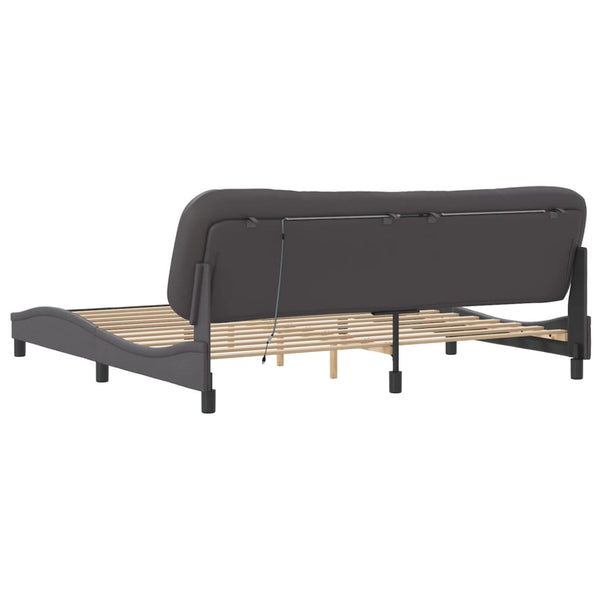 Bettgestell Grau 200x200 cm mit LED