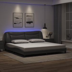 Bettgestell Grau 200x200 cm mit LED