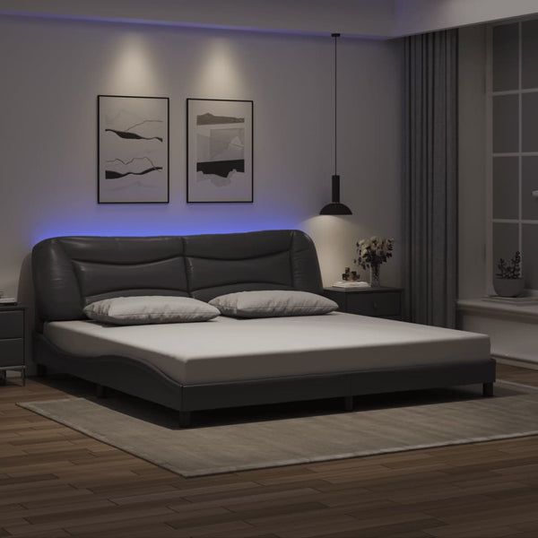 Bettgestell Grau 200x200 cm mit LED