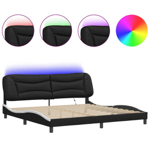 vidaXL Cadre de lit avec LED sans matelas « Hvar » Noir et blanc 200x200 cm