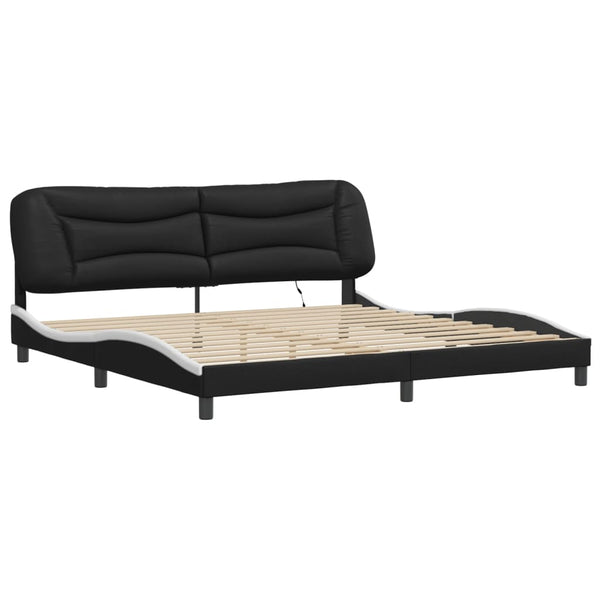 vidaXL Cadre de lit avec LED sans matelas « Hvar » Noir et blanc 200x200 cm