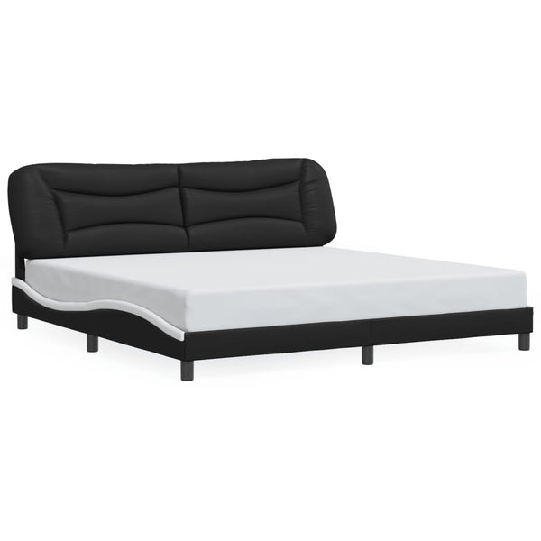 vidaXL Cadre de lit avec LED sans matelas « Hvar » Noir et blanc 200x200 cm