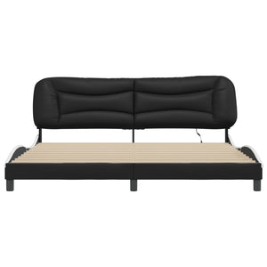vidaXL Cadre de lit avec LED sans matelas « Hvar » Noir et blanc 200x200 cm