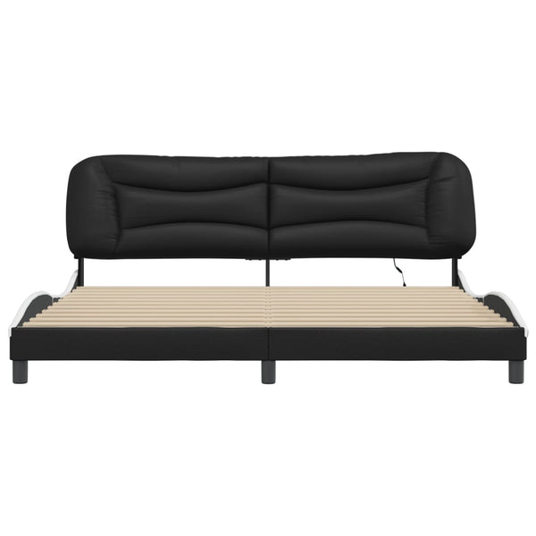 vidaXL Cadre de lit avec LED sans matelas « Hvar » Noir et blanc 200x200 cm