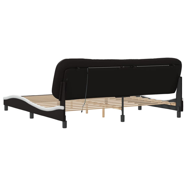 vidaXL Cadre de lit avec LED sans matelas « Hvar » Noir et blanc 200x200 cm