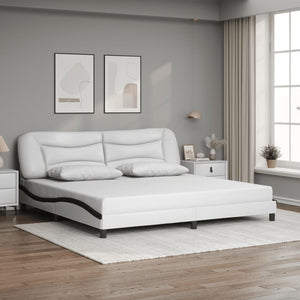 vidaXL Cadre de lit avec LED sans matelas "Hvar" Blanc et noir 200x200 cm