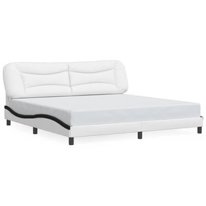 vidaXL Cadre de lit avec LED sans matelas "Hvar" Blanc et noir 200x200 cm