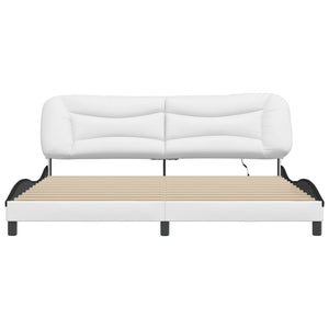 vidaXL Cadre de lit avec LED sans matelas "Hvar" Blanc et noir 200x200 cm