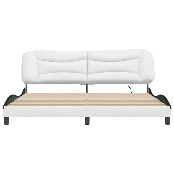vidaXL Cadre de lit avec LED sans matelas "Hvar" Blanc et noir 200x200 cm
