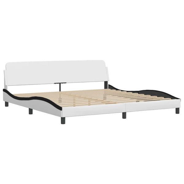 vidaXL Cadre de lit avec LED sans matelas "Hvar" Blanc et noir 200x200 cm