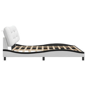 vidaXL Cadre de lit avec LED sans matelas "Hvar" Blanc et noir 200x200 cm