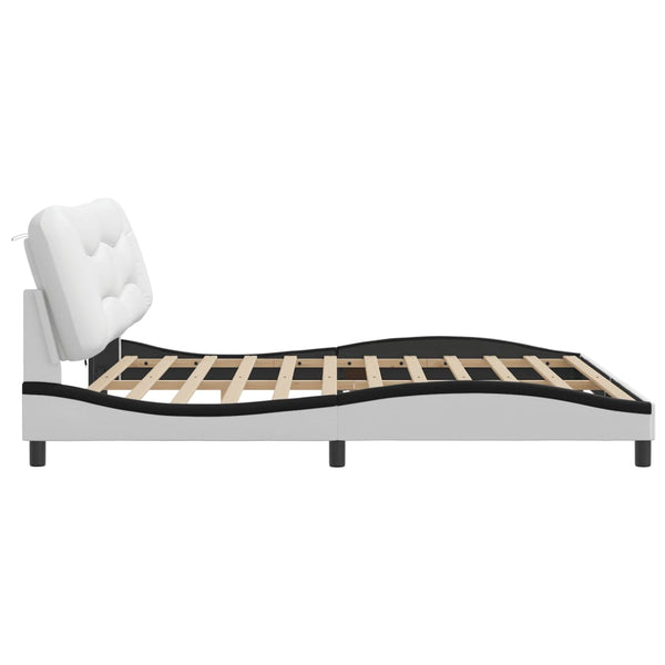 vidaXL Cadre de lit avec LED sans matelas "Hvar" Blanc et noir 200x200 cm