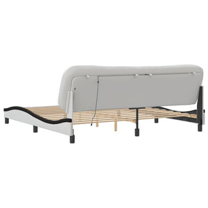 vidaXL Cadre de lit avec LED sans matelas "Hvar" Blanc et noir 200x200 cm