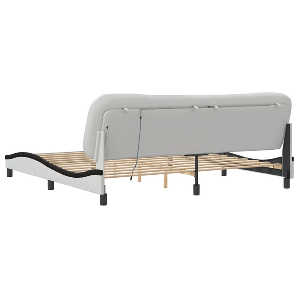 vidaXL Cadre de lit avec LED sans matelas "Hvar" Blanc et noir 200x200 cm