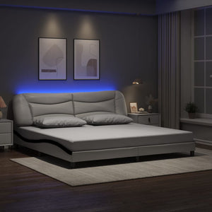 vidaXL Cadre de lit avec LED sans matelas "Hvar" Blanc et noir 200x200 cm