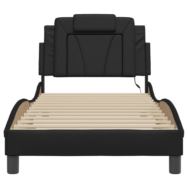 vidaXL Cadre de lit « Viana » avec LED sans matelas Noir 80x200 cm