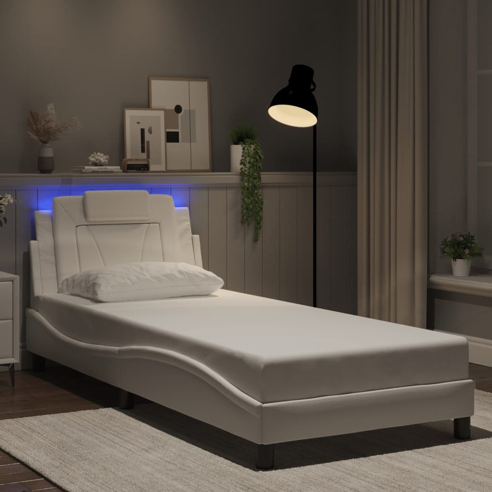 Bettgestell Viana Weiß 80x200 cm mit LED