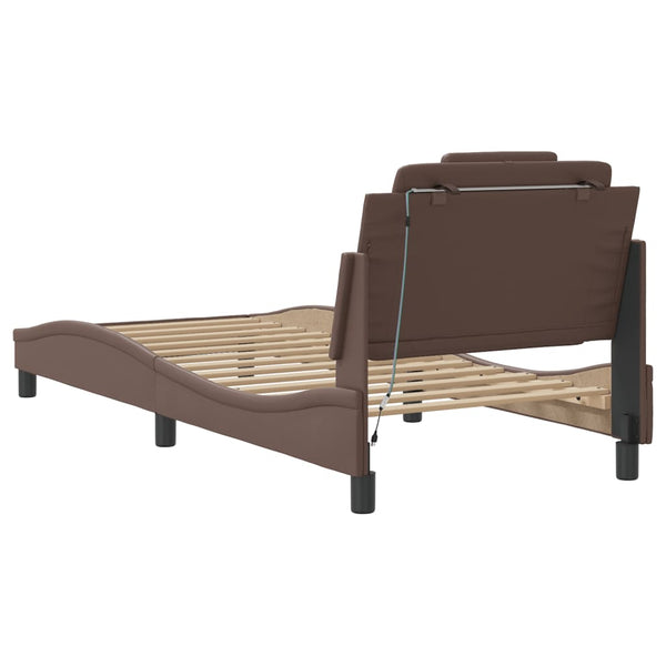 vidaXL Cadre de lit « Viana » avec LED sans matelas Marron 80x200 cm