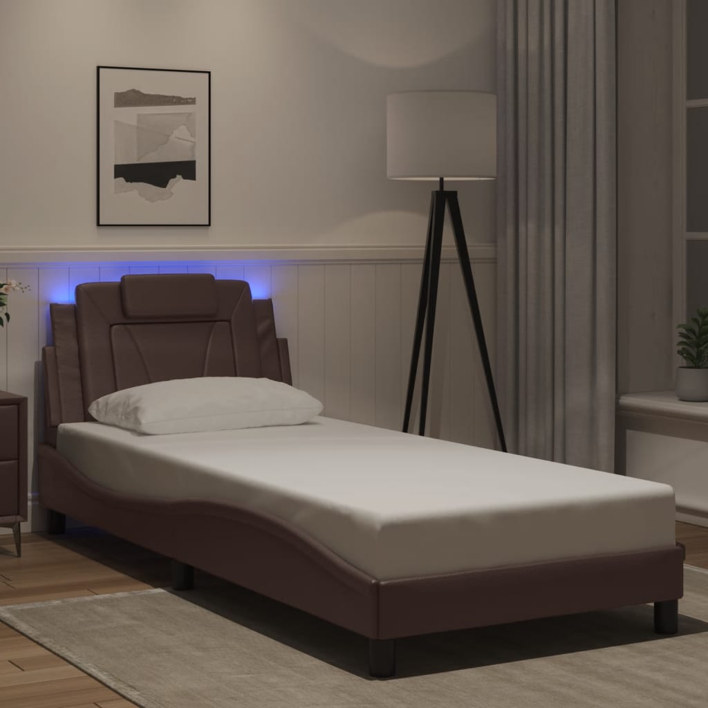 vidaXL Cadre de lit « Viana » avec LED sans matelas Marron 80x200 cm