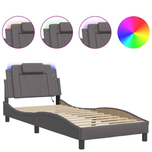 Bettgestell Viana Grau 80x200 cm mit LED