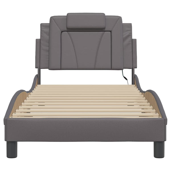 Bettgestell Viana Grau 80x200 cm mit LED