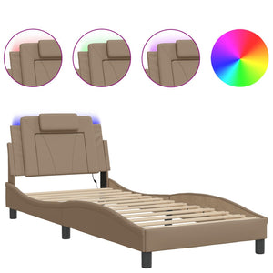 vidaXL Cadre de lit "Viana" LED sans matelas Cappuccino-Marron 80x200 cm