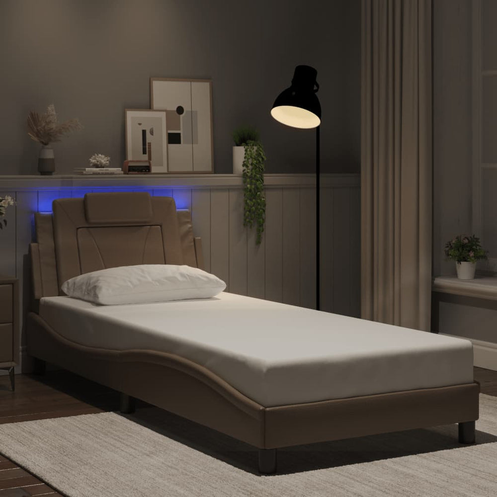 Bettgestell Viana Cappuccino-Braun 80x200 cm mit LED