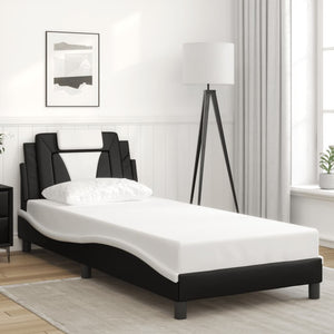 vidaXL Cadre de lit « Viana » avec LED sans matelas Noir et blanc 80x200 cm