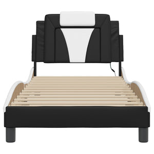 vidaXL Cadre de lit « Viana » avec LED sans matelas Noir et blanc 80x200 cm
